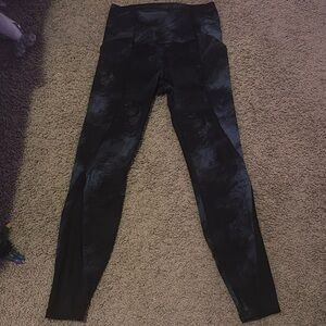 XS Black and Blue Activewear Mesh and Pocketed All In Motion Leggings